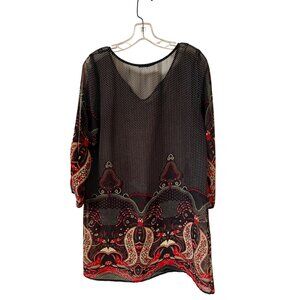 Womens Tua Black Polka Dot Paisley Tunic/Cover Up. Size M